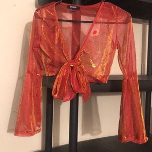 Spicy Shear crop top with tie up front 🌶